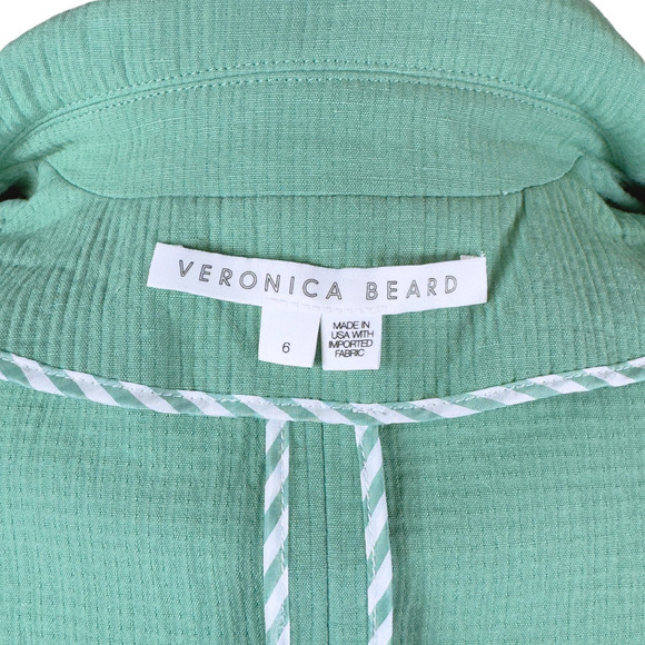 Veronica Beard Blazer Jacket Cotton Linen Green Agate Emsley Double Breasted US6 - Picture 10 of 11